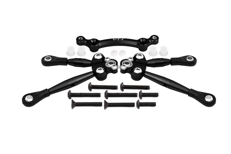 Aluminium Front Tie Rods With Stabilizer For C Hub For 1/10 Traxxas GT 4-Tec 2.0 83056-4/4-Tec 3.0 93054-4 - 3Pc Set Black
