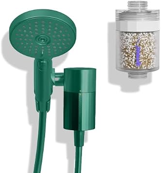 Sproos - Handheld Showerhead with Filter Set + 1 Extra Filter Cartridge, High Performance Filtration System for Healthier Hair and Skin, Extra Long 70 Inch Hose, 3 Customized Spray Functions, Green