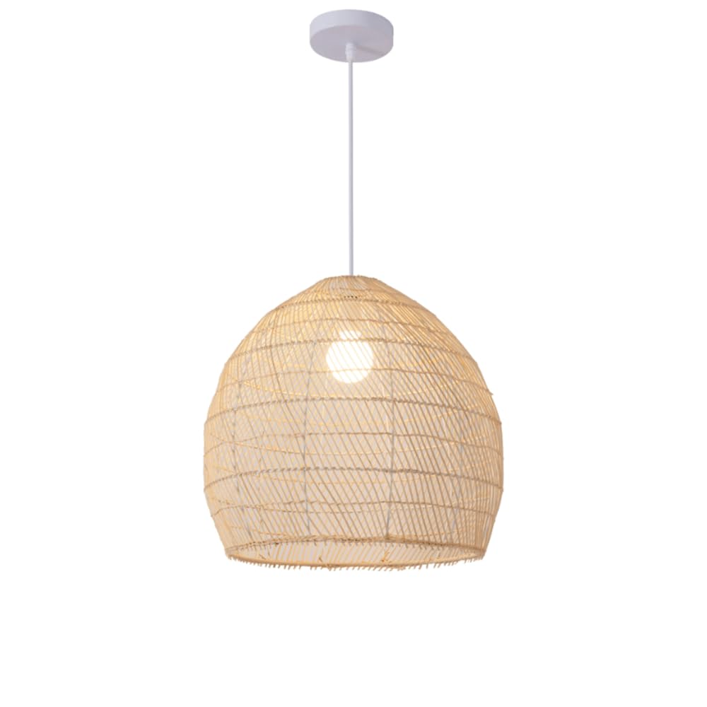 YNAHZAOK Japanese-Style Bamboo Rattan Pendant Lighting Natural Bamboo Weaving Pendant Lamp Wabi Sabi Wind Hanging Lamp for Kitchen Island Sink Farmhouse Dining Room Vintage Hand-Woven Lampshade