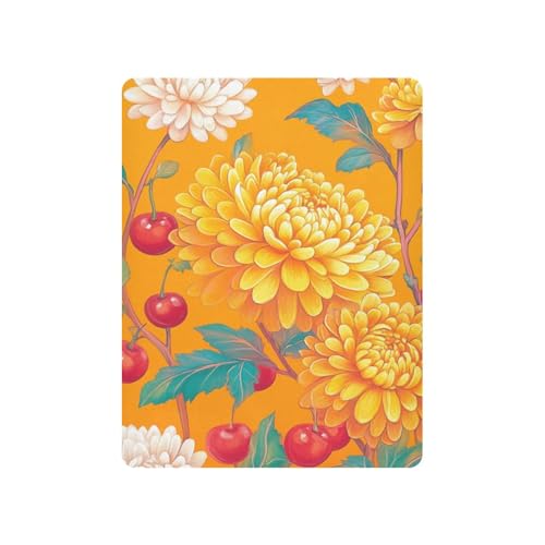 Image of Crib Sheet Breathable Soft Crib Mattress Sheet for Baby Toddler Boys Girls Fitted Crib Sheet Fit Standard Crib Mattress 39 x 27 Inch Orange Cute Chrysanthemum and Cherries