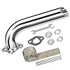 FVRITO Exhaust Pipe Header for CT200u Coleman BT200X CT200U-EX KT196 Mini Bike Go Kart Predator 212cc 224cc 196cc 6.5HP GX160 GX200 Clone Engine Baja Warrior MB200 Performance Parts Silver