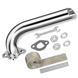FVRITO Exhaust Pipe Header for CT200u Coleman BT200X CT200U-EX KT196 Mini Bike Go Kart Predator 212cc 224cc 196cc 6.5HP GX160 GX200 Clone Engine Baja Warrior MB200 Performance Parts Silver