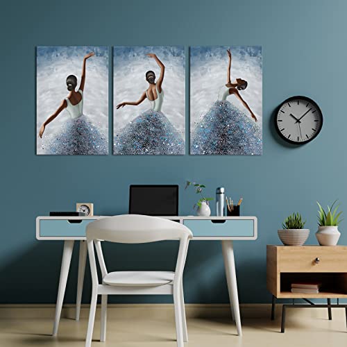 Ryounoart 3 Piece Ballet Canvas Wall Art Ballerina Painting Picture Elegant Dancing Girl Art Prints For Bedroom Ready To Hang #TOP3