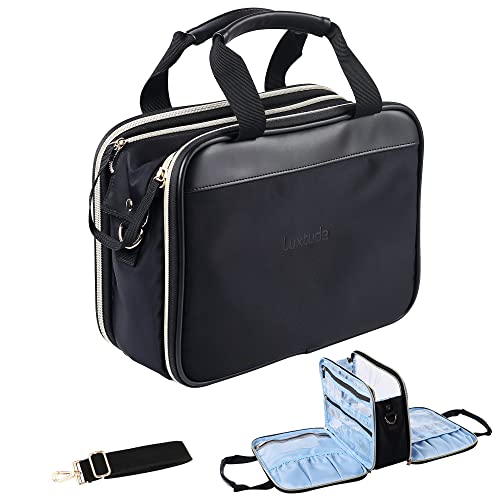 Luxtude Travel Toiletry Bag For Women, Large Toiletries Bag With Strap & Anti-Fraying Rivets, Water-Resistant Stand Up Toiletry Organizer Travel Bag For Toiletries, Bathroom Shower, Makeup Accessories #TOP5