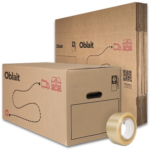 Pack 10 Cajas Cartón Mudanza 50x30x30 cm + Cinta Adhesiva 48 mm x 66 m