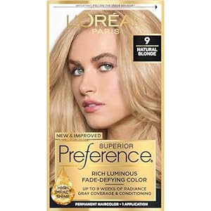 L’Oreal Paris Superior Preference Fade-Defying + Shine Permanent Hair Color, 9 Natural Blonde, Pack of 1, Hair Dye
