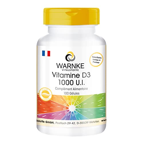Vitalstoffe vitamine D3 1000 I.E. - 25µg (1000 UI) Cholécalciférol - 100 capsules | Herba Direkt - Qualité des pharmacies allemandes