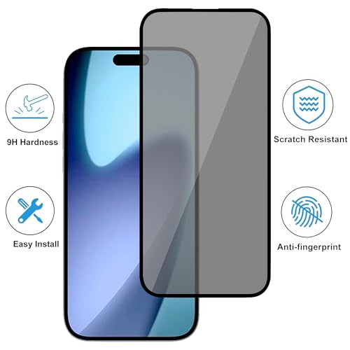 Image of amazon basics Edge to Edge Privacy Tempered Glass for iPhone 17 Air with Easy Self Installation Kit | Black