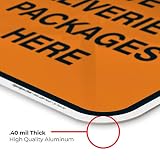Sigo Signs Leave All Deliveries and Packages Here znak duży 30 x 30 cm aluminium do użytku wewnątrz lub na zewnątrz 30 cm wysokość x 30 cm szerokość