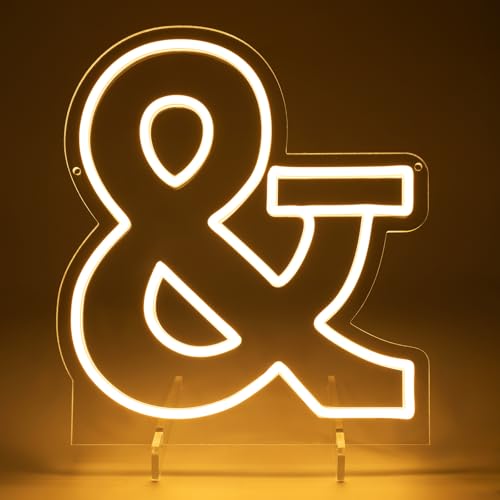 Image of Light Up Letters &, Led Marquee Letter Lights Neon Sign, 13.9 inch Height Decorative Lighted Alphabet Number, Battery /USB Powered Led Letters Lights for Wedding, Birthday, Party, Christmas or Home Decor