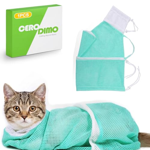 CeroDimo Cat Grooming Bag Adjustable Mesh Cat Bath Bag Anti Scratch Anti Bite…