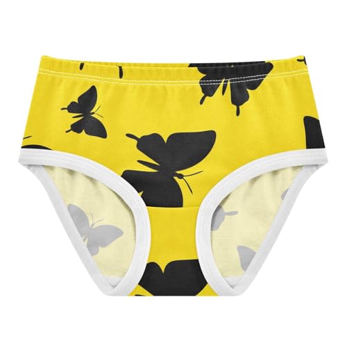 Black Butterfly Bright Yellow Toddler Underwear Custom 2t Cotton Girl Panties Cute Cartoon Kids Undies Briefs
