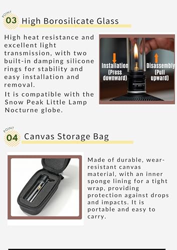 Image of CAMPINGMOON Gas Candle Lantern for EN417 Canisters with EVA Case (Black) | Soft gas candle flame for outdoor dining and camp tables