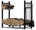 Fire Beauty Fireplace Log Rack with Kindling Holder Firewood Holder for Wood Storage Storage Log Holder Include 4 Tools (19.8)