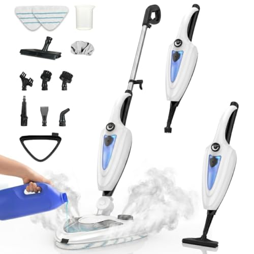 12-in-1 Steam Mop,1500W Multifunction Steam Cleaner with Detergent Chamber