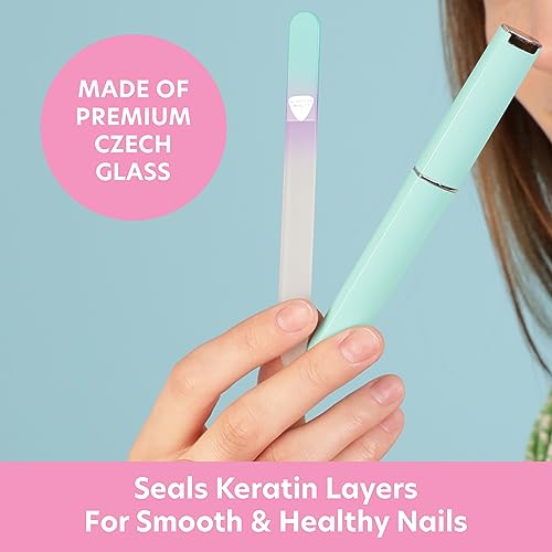 Bona Fide Beauty Czech Glass Nail File for Natural Nails, Single Crystal Nail File with Hardcase. Made in The EU. (Green Violet) - Image 3