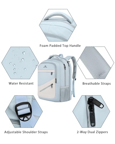 Image of MATEIN 30 L Large Laptop Backpack, Stylish Lightweight Nursing Teacher Work Backpack with Anti Theft Pocket, College Travel Comupter Bag Soft and Comfortable for Daily, Blue Beige