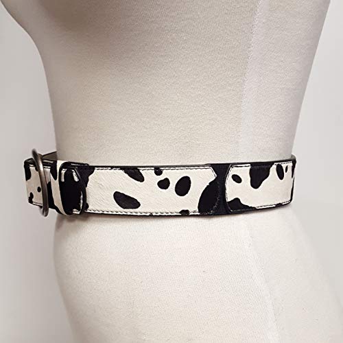 Hot Trendy Hair On Calf Leather Belt in Exotic Animal Print (S, Cow Black w. Elastic)3