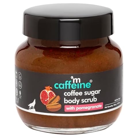 mCaffeine Coffee Sugar Body Scrub with Pomegranate - Body Wash Reduces Scars - Nourishing Blend of Coffee and Brown Sugar - All Skin Types - 8.82 oz Cover