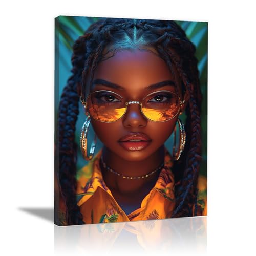 Impression sur toile femme noire et femmes africaines portrait en or encadrée