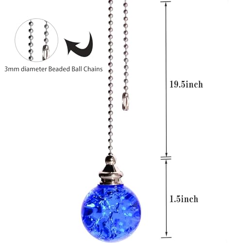 Image of 2PCS Ceiling Fan Pull Chain Extender, 21 Inches Ball Beaded Pull Chain (Blue)