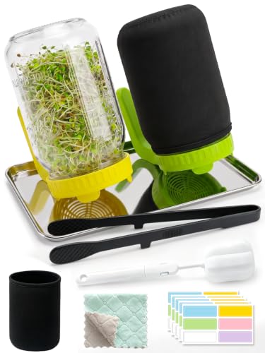 Wliurf Sprouting Jar Kit,Broccoli Sprouts Growing Kit 2 Pack, 32oz