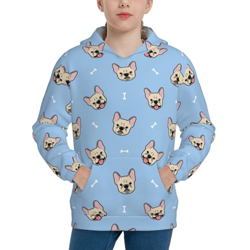 Cute French Bulldog Kid Hoodies Boys Sweatshirts Girls Pullover with Pocket