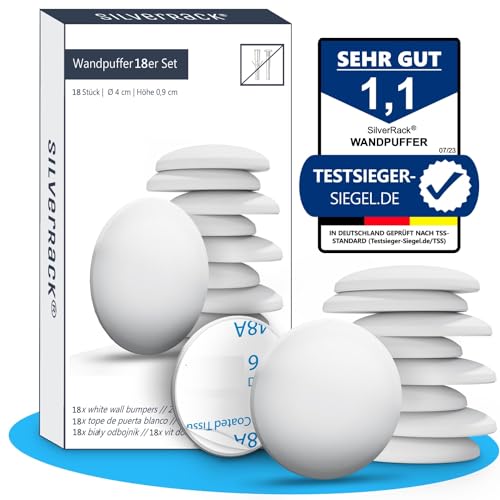 SilverRack® Türstopper Wand selbstklebend Weiß [18 Stück] - Wandpuffer als perfekter Schutz für Wand und Tür - Türpuffer Wandschutz als Türstopper für Türklinken gegen Türanschlag