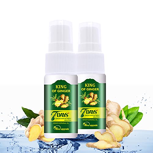 Ginger Hair Growth Serum Spray, Ginger Herb Formula Stop Hair Loss Hair Regrowth Treatments, Grow Thicker, Longer Hair, Accelerate Hair Growth for Man and Woman (2pcs)