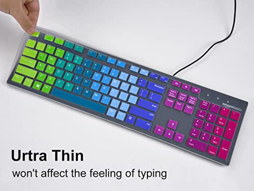Keyboard Cover For Amazon Basics Low-Profile Keyboard,Amazon Basics Low-Profile Wired Usb Keyboard Skin,Full Keyboard Protective Covers,Rainbow #TOP4