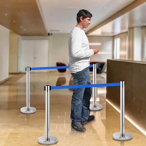 Lot de 2 poteaux de séparation avec ruban extensible de 3 mètres