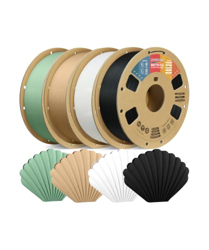 OVERTURE 4KG Bundle Matte PLA 3D Printer Filament 1.75mm, 4 Colors Set