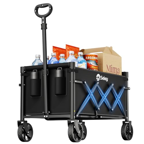 Sekey Chariot Pliable 70L 80 kg Capacité Compact Léger pour Courses et Poignée Réglable Mini...