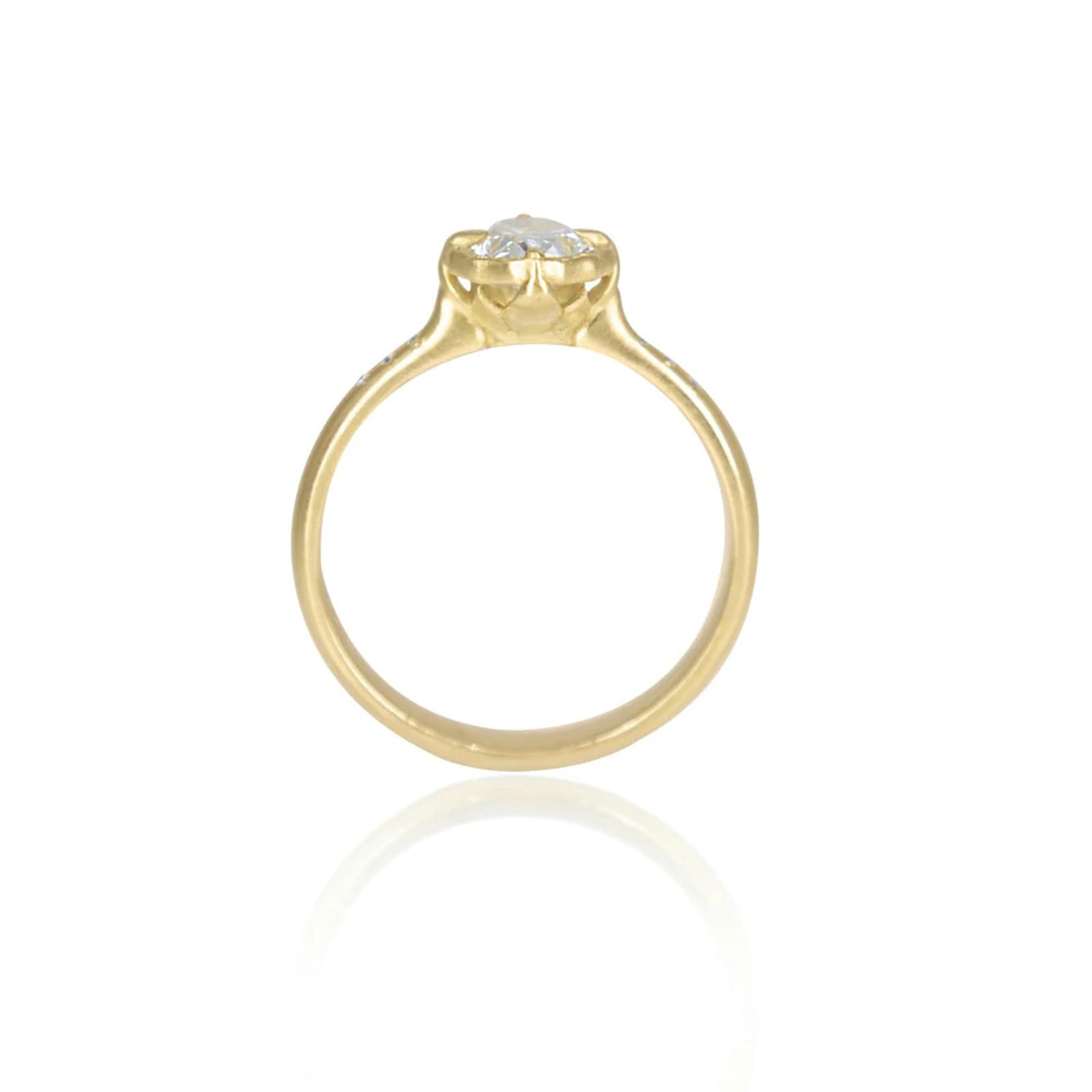 Anillos simples de oro amarillo de 9 quilates, 14 quilates, 18 quilates, oro de 14 quilates, 4 puntas, moissanita de 2 quilates