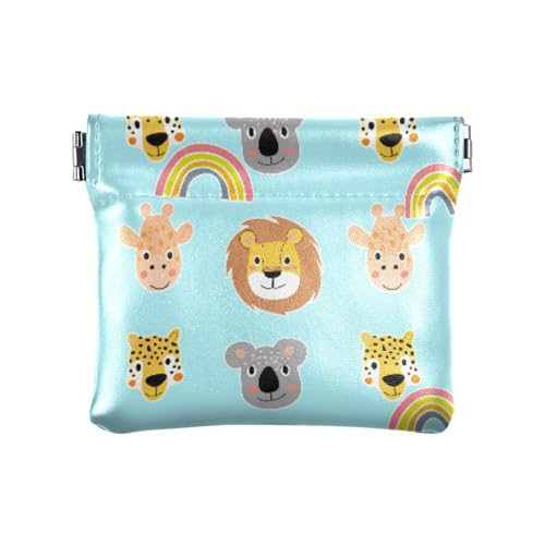 Animal Faces Coin Purse Leather Pouch Change Purse, Squeeze Coin Pouch for Cards, Keys & Lipsticks, Unisex