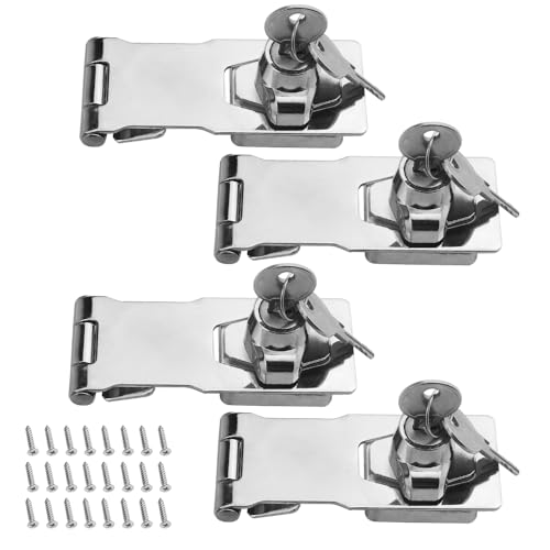 Image of TOVOT 4PCS 4 inch Keyed Hasp Locks Door Hasp Latches Lock Padlock Latches for Cabinet Drawer(Keyed Alike)