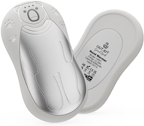 OUTJUT 12000mAh Magnetischer Handwärmer Elektrisch 2er-Pack, 360°-Wärme | USB Handwärmer Elektrisch In 3 Sekunden Warm, Maximal 52°C, 3 Heizmodi Ideal Geschenk für Outdoor Sport Sk