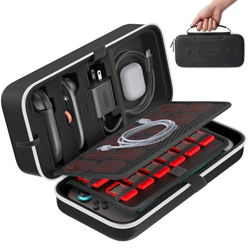 OIVO Carrying Case Compatible with 2025 Nintendo Switch, Portable Switch 2 Travel Carry Case Fit for Joy-Con 2 &amp; Adapter, Hard Shell Protective Pouch Bag with 24 Game Slots, White