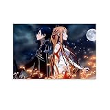 DSGFR Sword Art Online Sao Kirito Asuna Poster décoratif sur toile pour salon, chambre à coucher 50 x 75 cm