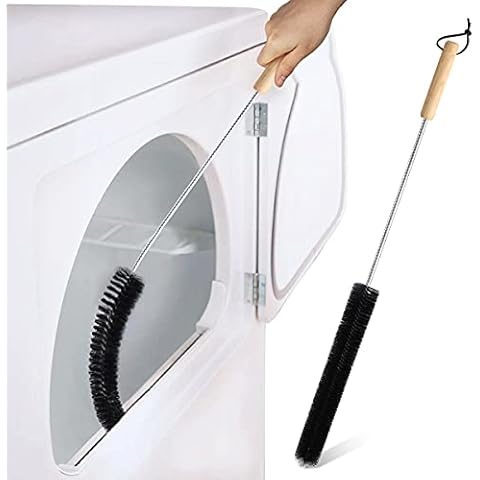 Magicfour Clothes Dryer Vent Lint Brush, 31.5 Inches Dryer Vent Cleaning Kit Flexible Dryer Lint Vacuum Attachment with Wood Handle and Dense Bristles for Fireplace, Chimney, Pipeline Cover