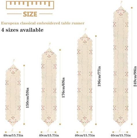Rehomy Table Runner, Tea Table Cover Decoration Vintage Embroidered Flowers Table Runner (40 * 176cm/15.7 * 69.3)
