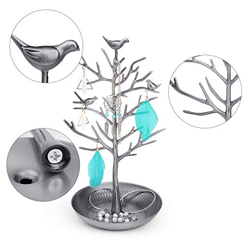 Flexzion Jewelry Display Stand, Earring Necklace Holder Tree Tower Rack Hanging Organizer - Ideal For Bangles Pendants Anklet (Silver) #TOP3