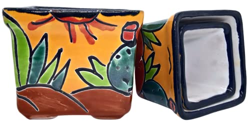 Mini pots de fleurs mexicains en céramique Talavera ECONIA - Cadeau artisanal idéal - 3