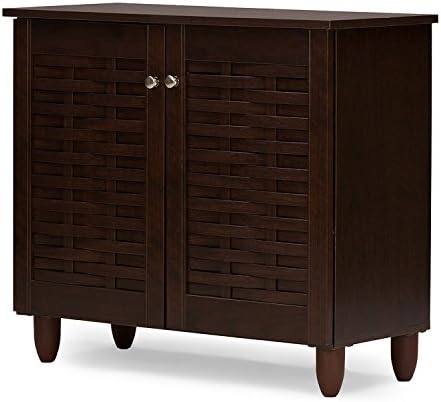 Wholesale Interiors Baxton Studio Winda Modern and Contemporary 2-Door Dark Brown Wooden Entryway Shoes Storage Cabinet -