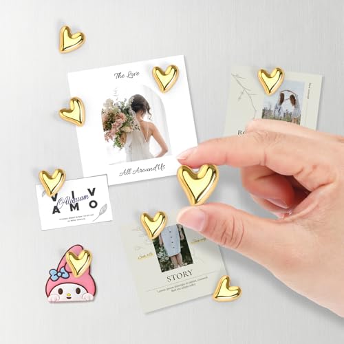 12 imanes decorativos corazón dorado para refrigerador miniatura 4