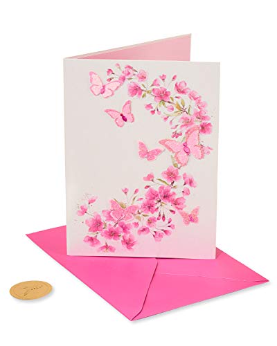 Carte vierge Papyrus papillons paillettes roses pour correspondance et papeterie créative