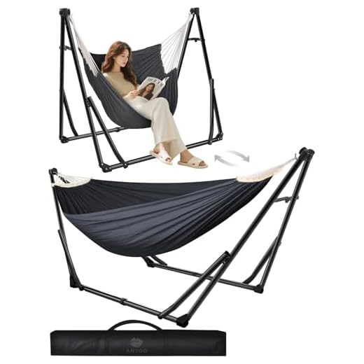 Anyoo 2 in 1 Hammock and Swinging Chair with Collapsible Steel Stand & Carrying Case,Portable & Adjustable,Easy Set Up for Outdoor,Indoor,Porch Swing,Patio,Garden,Camping Trip