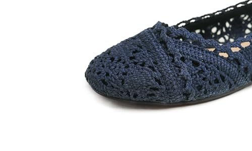 Image of FEVERSOLE Women's Comfort Breathable Knit Crochet Shoes Lace Ballet Flats