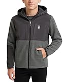 Spyder Boys Fleece Jacket - Wind Resistant Polar Fleece Lined Softshell Jacket for Boys - Cozy Outerwear Jackets with Pockets, Size 14-16, Pewter
