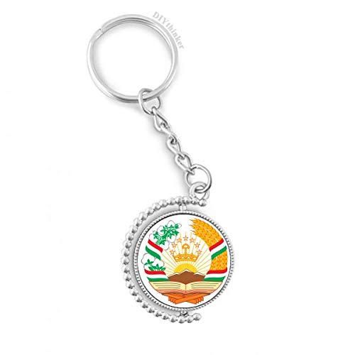 Porte-clés Tadjikistan emblème national rotatif aux finitions multicolores soignées